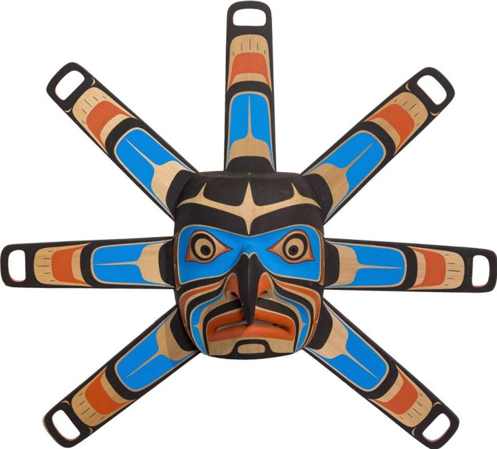 Jay Brabant (1970) - a carved and polychromed cedar Kwakiutl Sun mask
