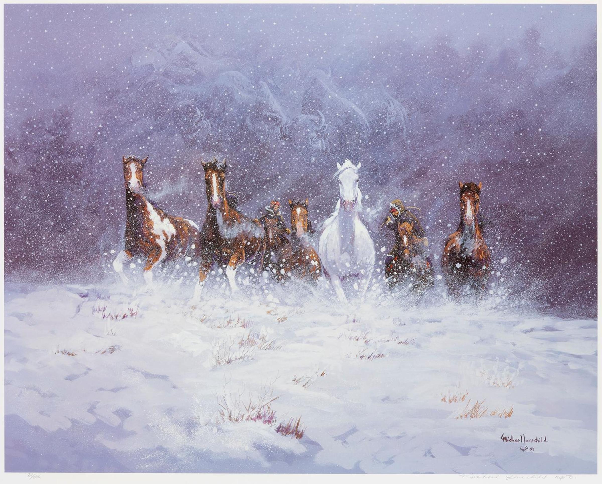 Michael Lonechild (1955) - Herding Horses