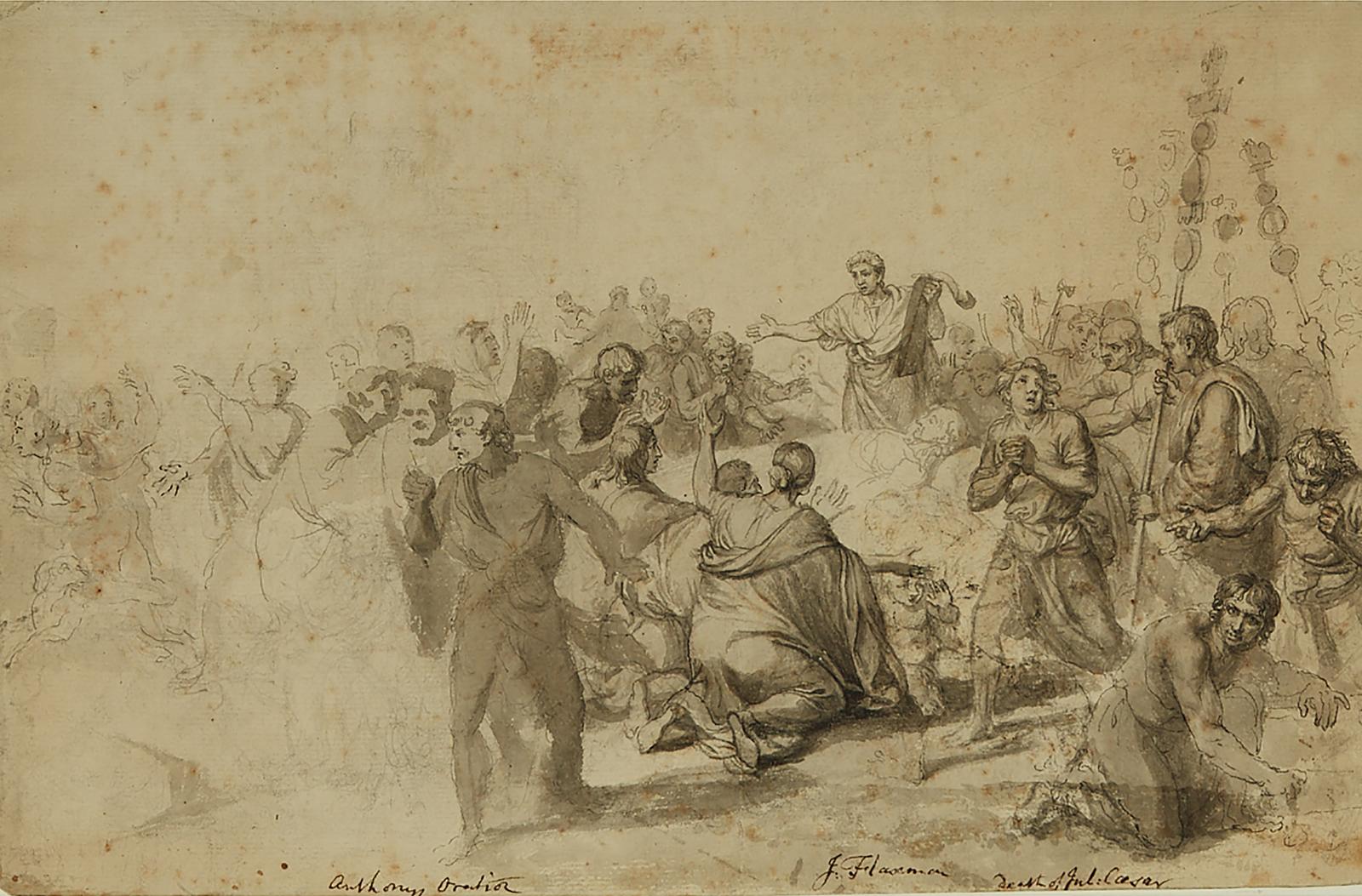 John Flaxman (1755-1826) - Anthony's Oration / The Death Of Julius Caesar, Circa 1768