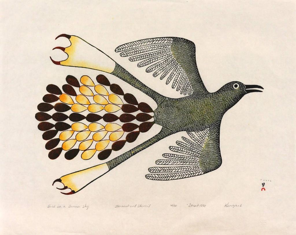Kenojuak Ashevak (1927-2013) - Bird In A Summer Sky; 1978