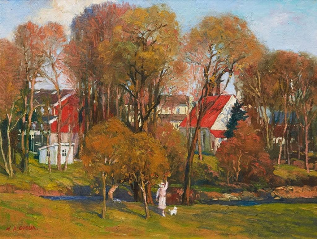 Hugh Cheuk - Woman and Dog by a Stream