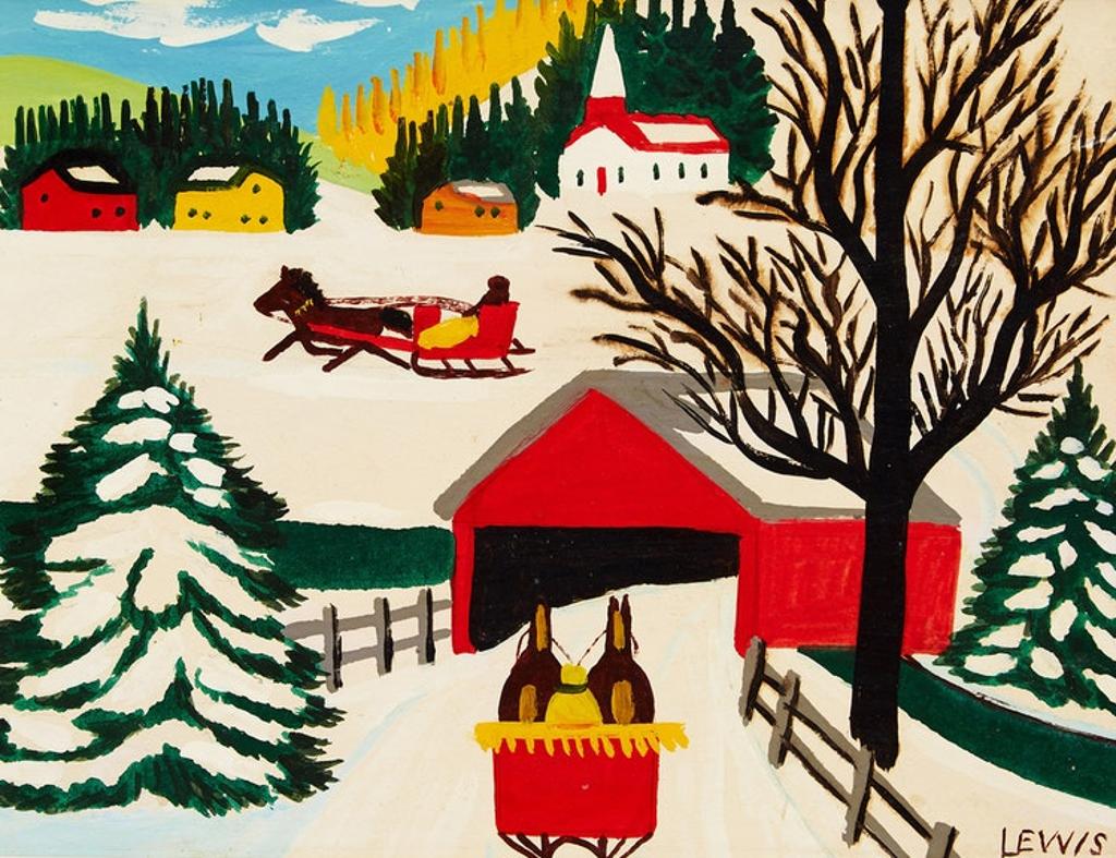 Maud Kathleen Lewis (1903-1970) - Covered Bridge in Winter