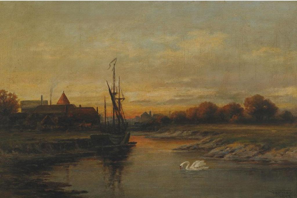 Frederick Arthur Verner (1836-1928) - Sailing Vessel At Sunset