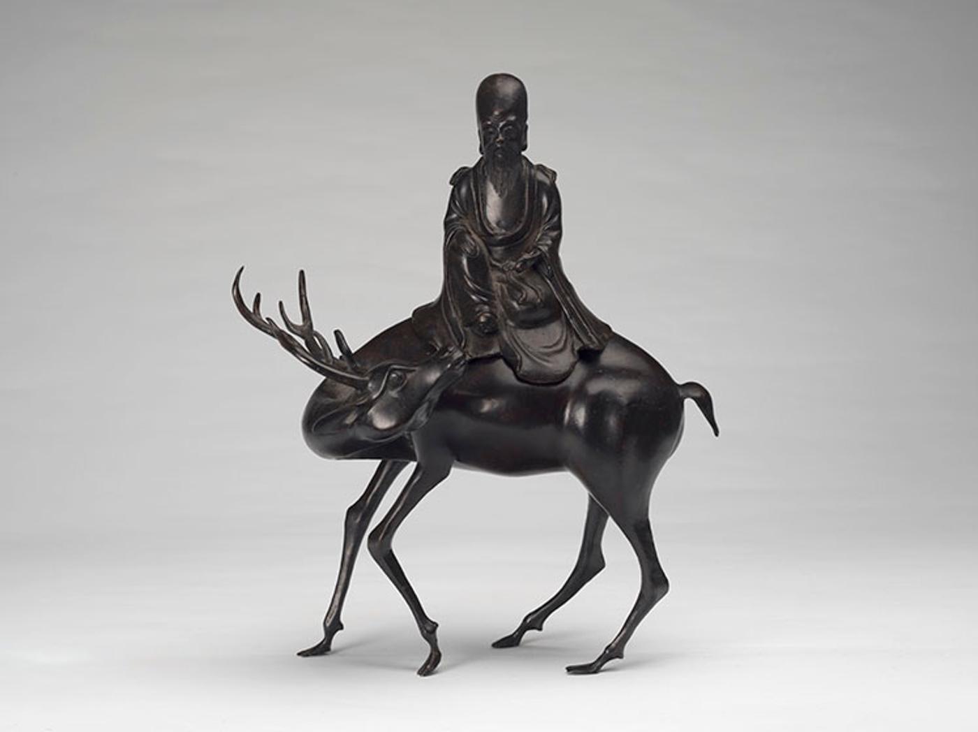Chinese Art - A Bronze 'Shoulao and Deer' Censer, Ming Dynasty 16th/17th Century