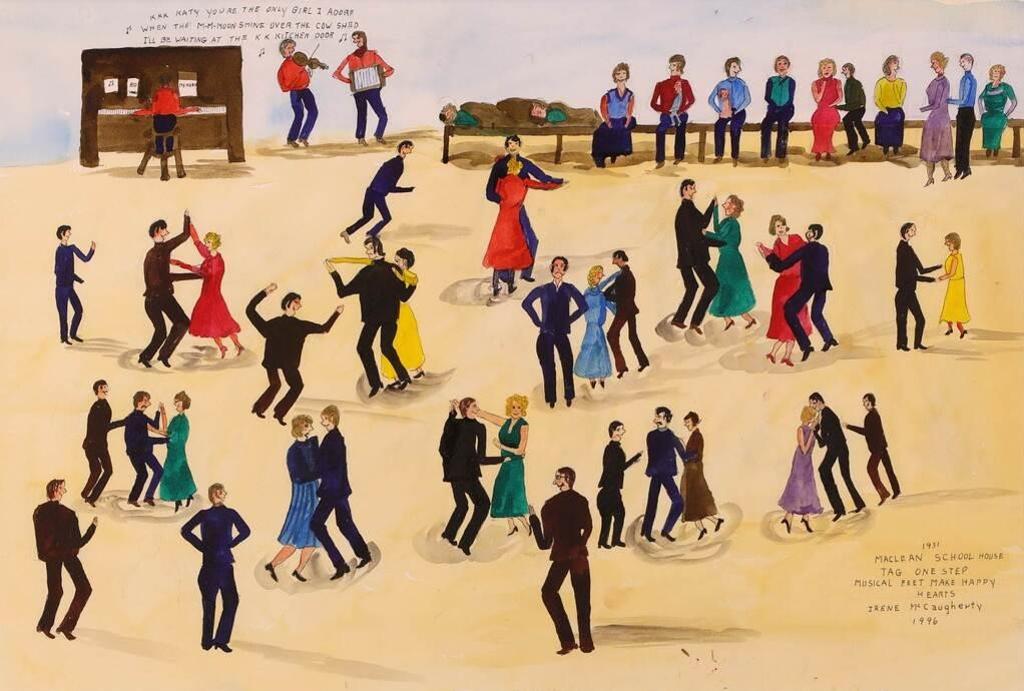 Irene E. McCaugherty (1914-1996) - 1931 Maclean School House Tag One Step, Musical Feet Make Happy Hearts; 1996