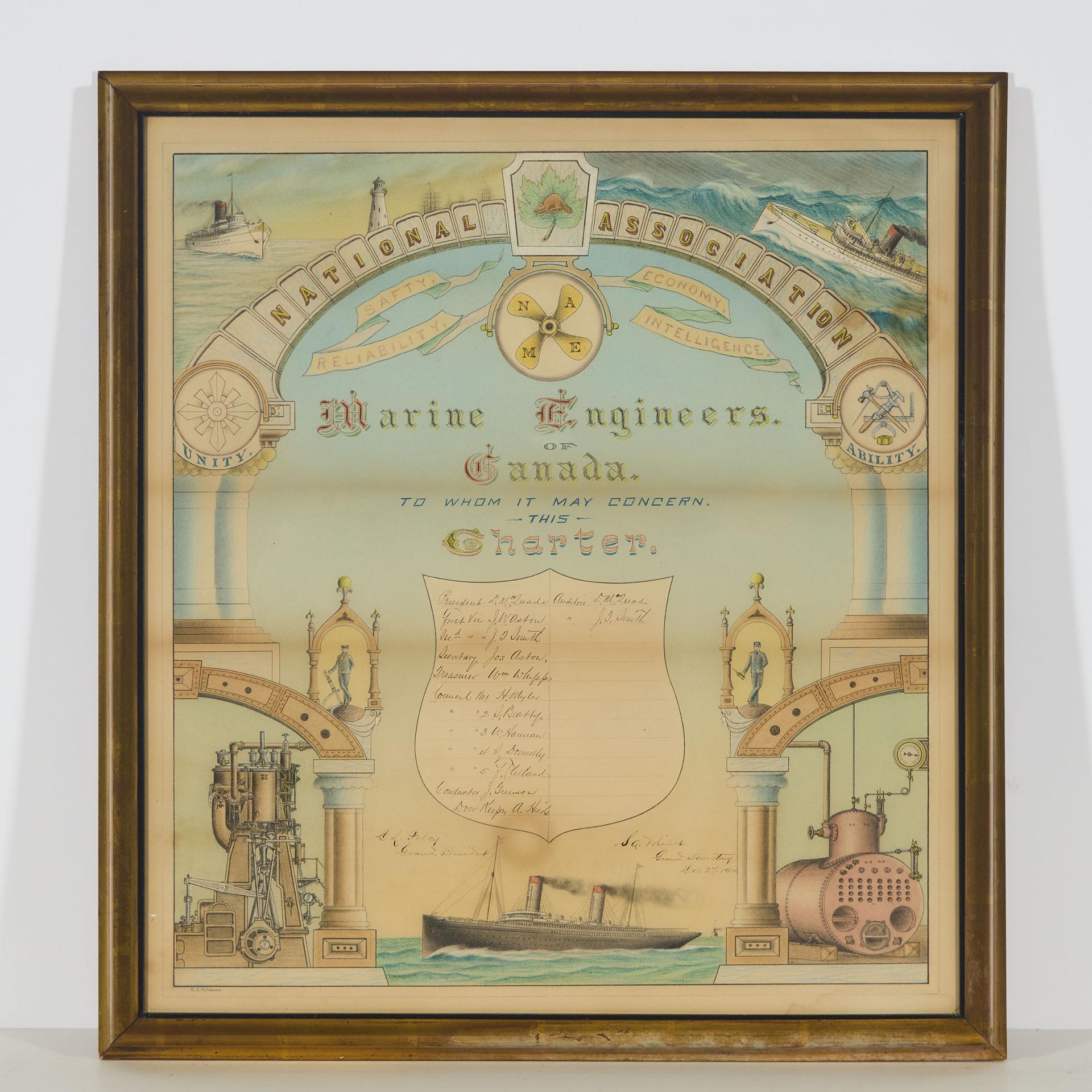 C.I. Gibbons - National Association Of Marine Engineers Of Canada Charter, Dec. 27, 1900