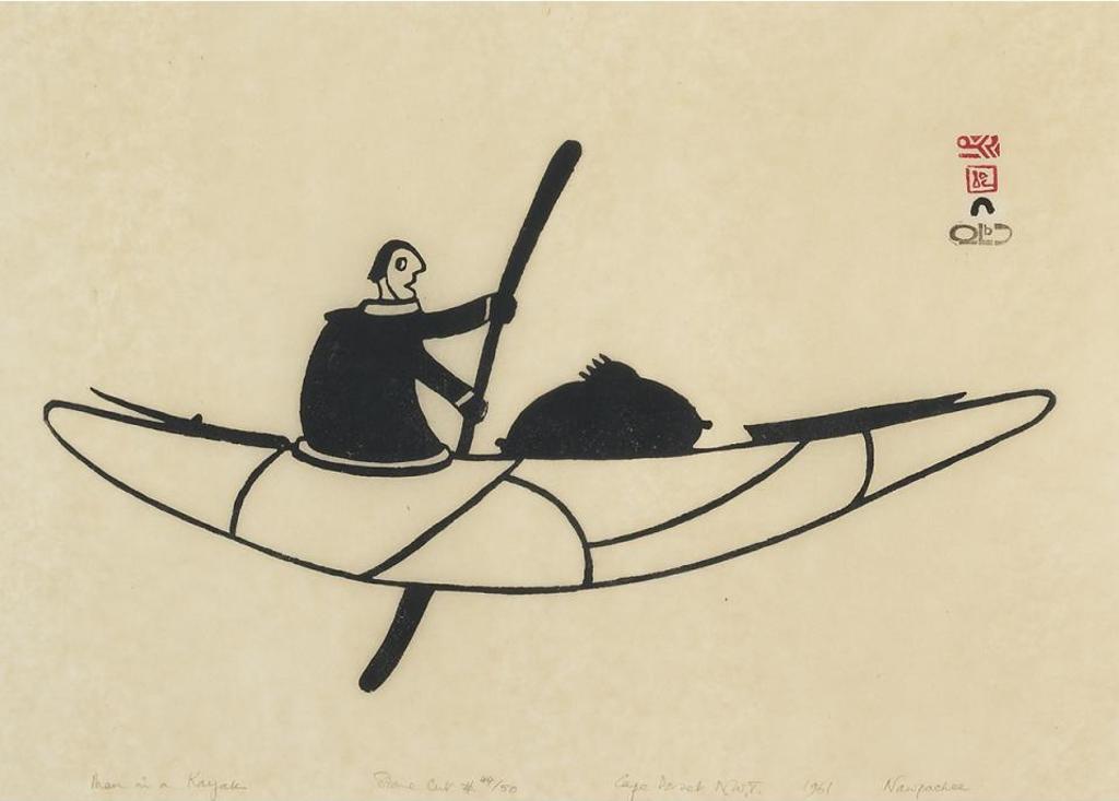 Napatchie Pootoogook (1938-2002) - Man In A Kayak