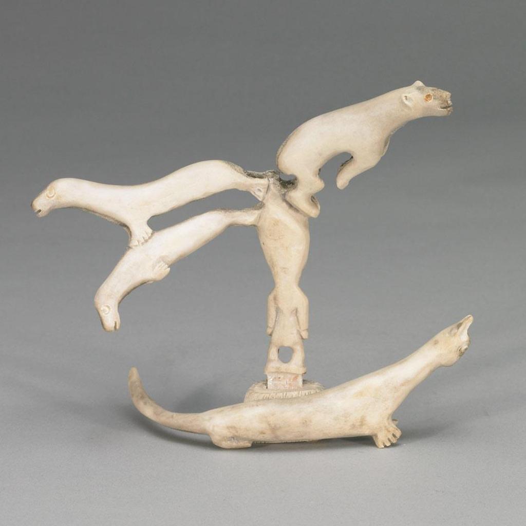 Levi Iqalukjuak (1912-1988) - Shaman,  Seals, Bear And Creature