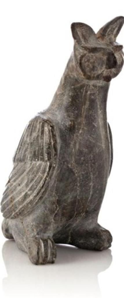 Joe Talirunili (1893-1976) - Puvirnituq, Standing Owl, ca. 1970, Grey stone