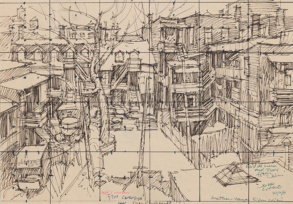 John Geoffrey Caruthers Little (1928-2024) - Backyard and Skating Rink (study)