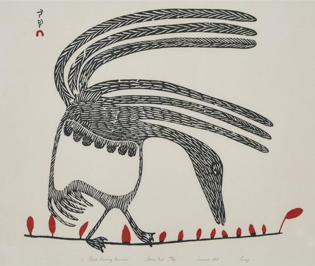 Lucy Qinnuayuak (1915-1982) - Bird Eating Berries
