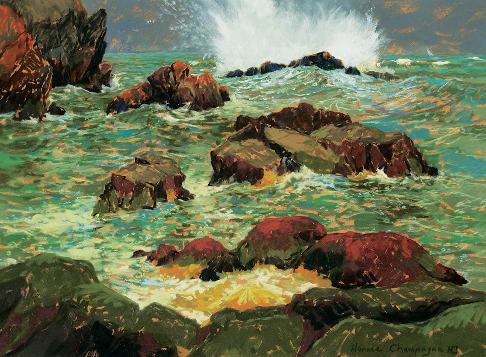 Horace Champagne (1937) - Crashing Surf, Ocean Drive, Kennebunk Port, Maine