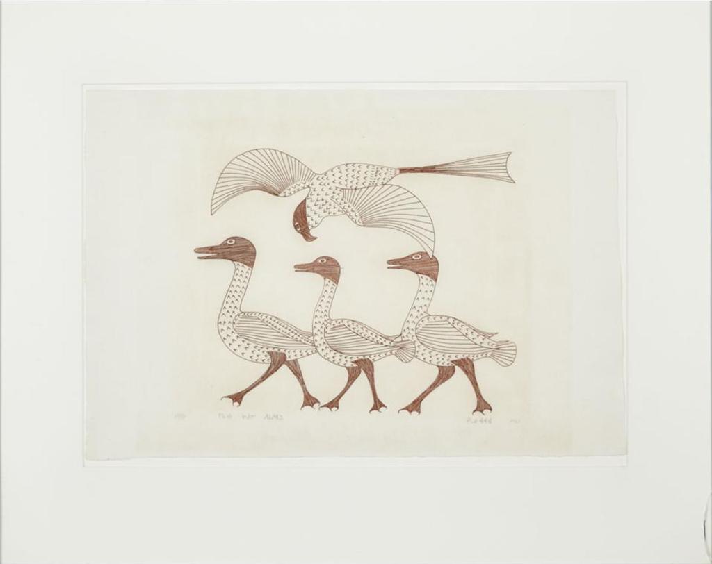 Kenojuak Ashevak (1927-2013) - Geese With Hawk