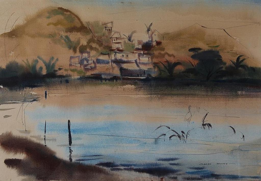 Leonard Brooks (1888-1955) - Untitled - Lake and Village