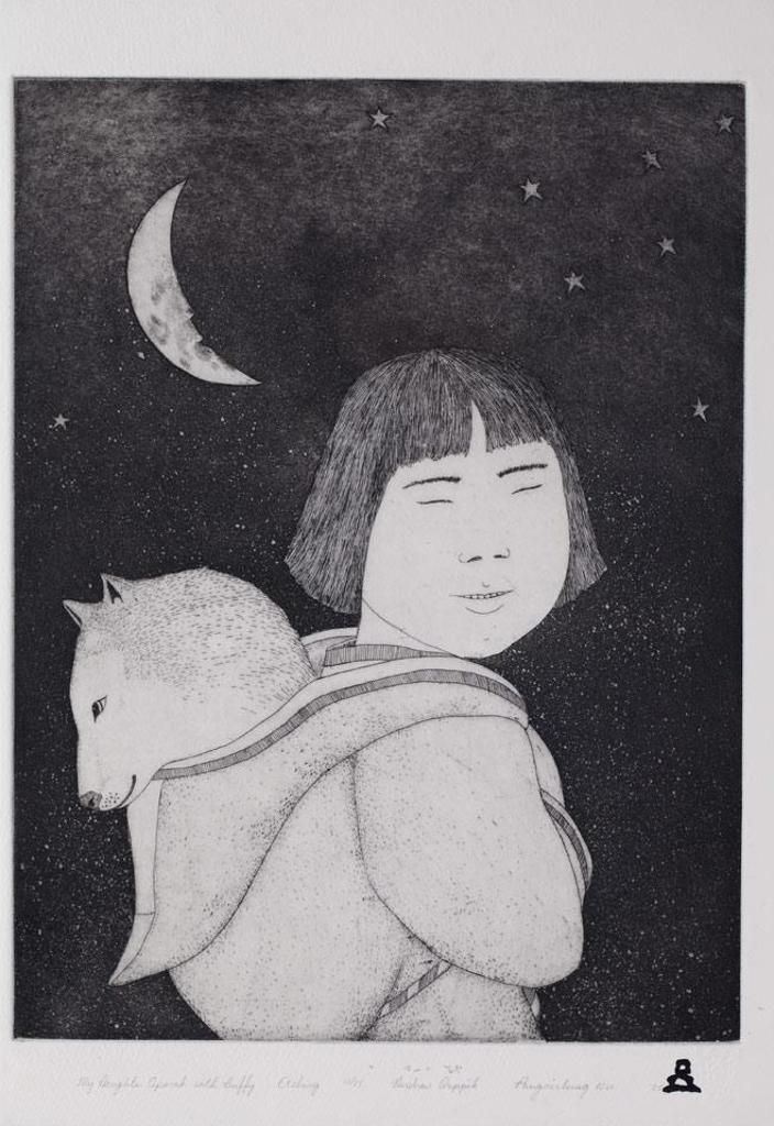 Andrew Qappik Karpik (1964) - My Daughter Cipora With Buffy; Birds Of The Western Sky