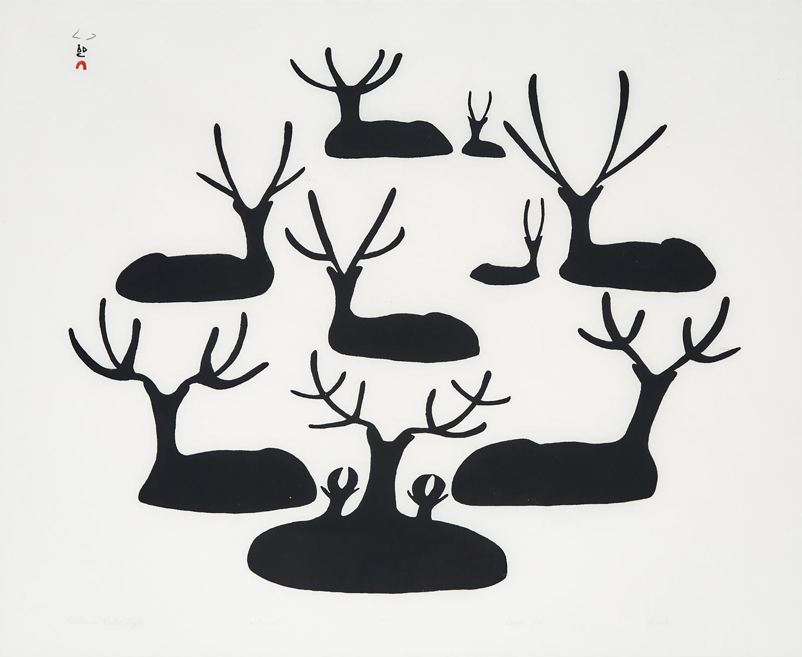 Pudlo Pudlat (1916-1992) - Caribou In Winter Light