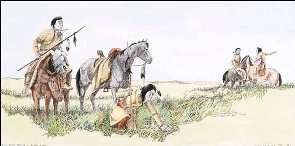 Henry [Niitsitaipoiyi] Standing Alone (1935-2010) - Crow Scouts Tracking in Buffalo Grass (01668/2013-2608)
