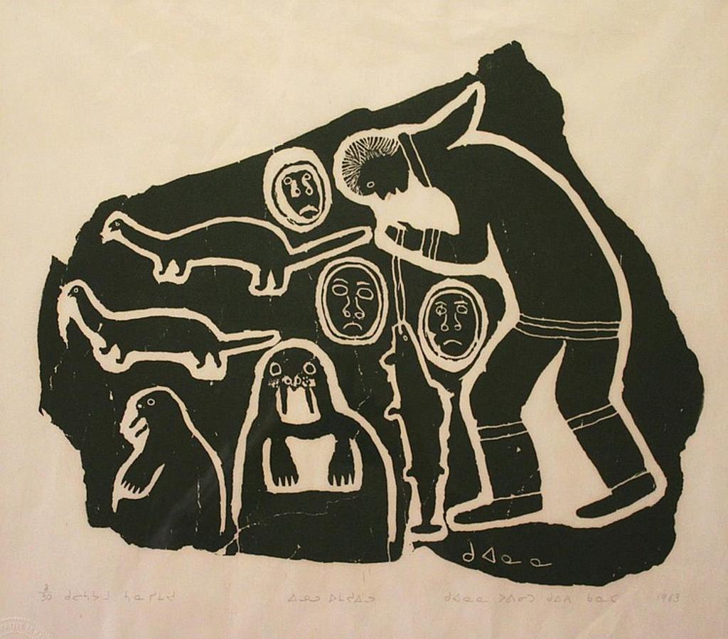 Pauloosie Quananak (1899-1963) - Untitled - Hunter with Faces