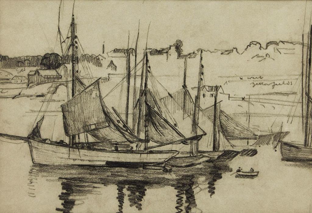 Robert Wakeham Pilot (1898-1967) - Harbour Scene with Sailboats