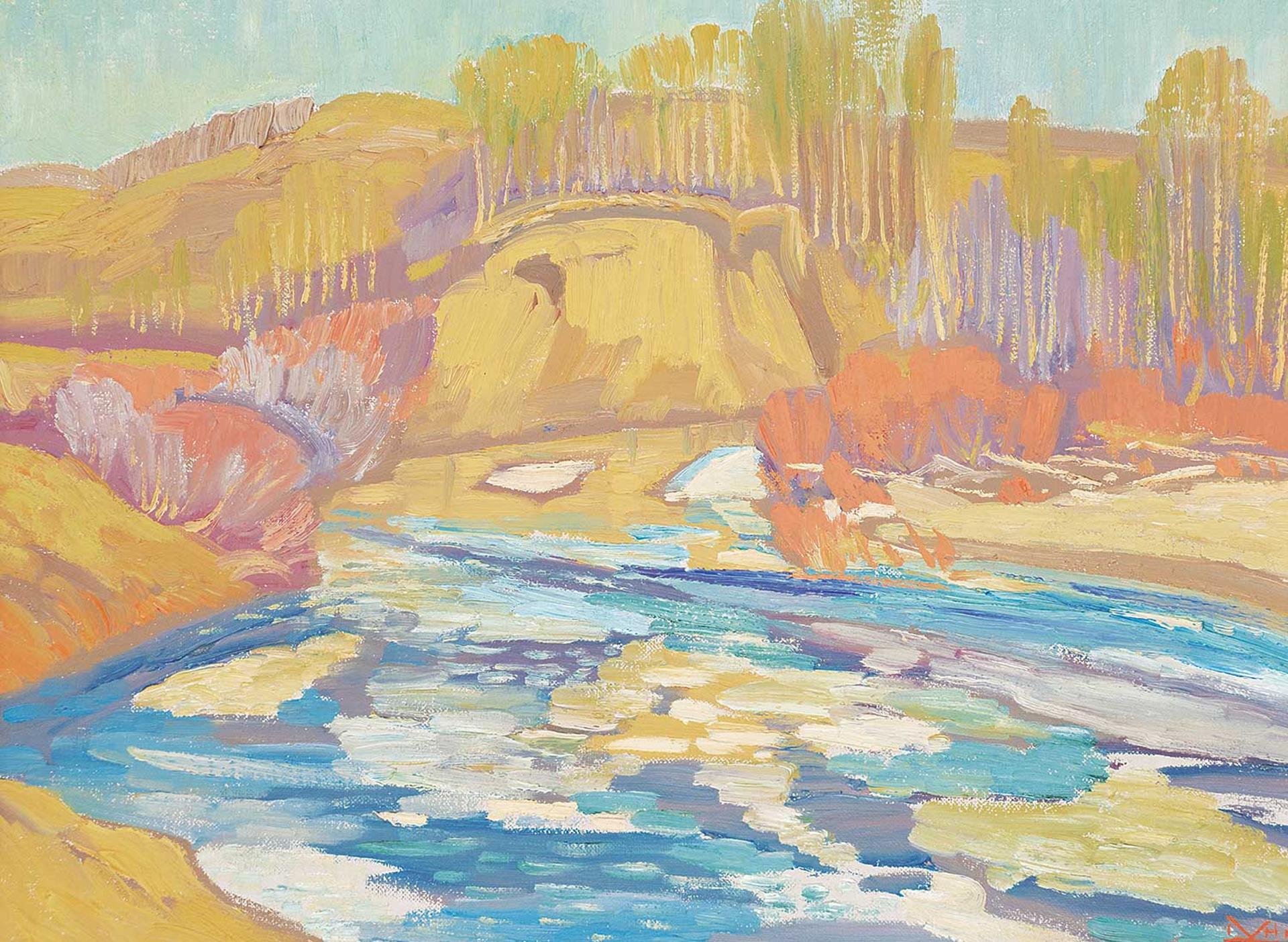 Illingworth Holey (Buck) Kerr (1905-1989) - Last Ice, Creek West of Millarville, Spring