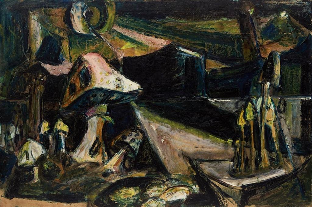 Alexander Samuel Millar (1921-1978) - Landscape with Mushrooms; Landscape in Pinks and Yellows; Rocky Landscape