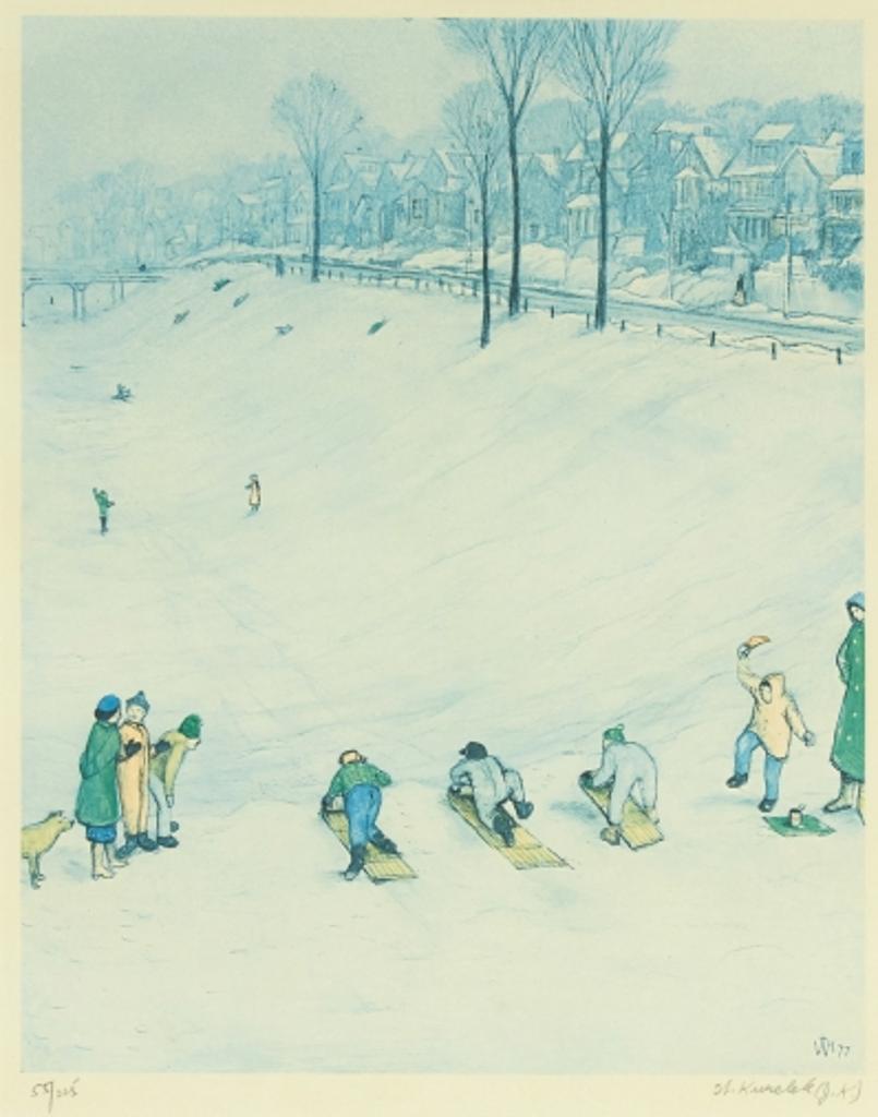 William Kurelek (1927-1977) - Tobogganing