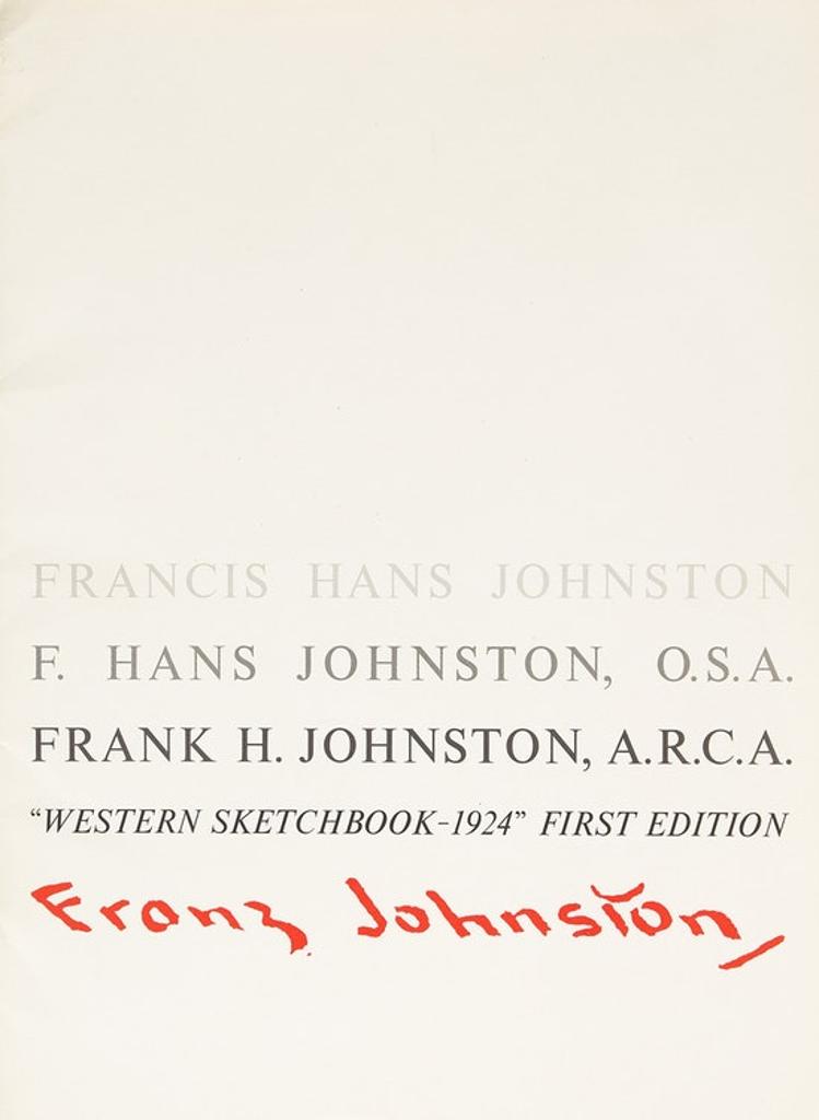 Frank (Franz) Hans Johnston (1888-1949) - Western Sketchbook - 1924