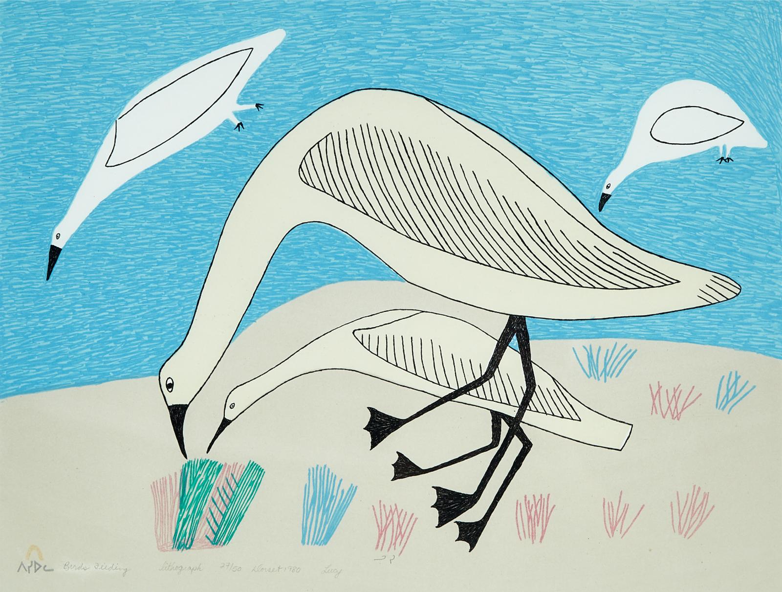 Lucy Qinnuayuak (1915-1982) - Birds Feeding