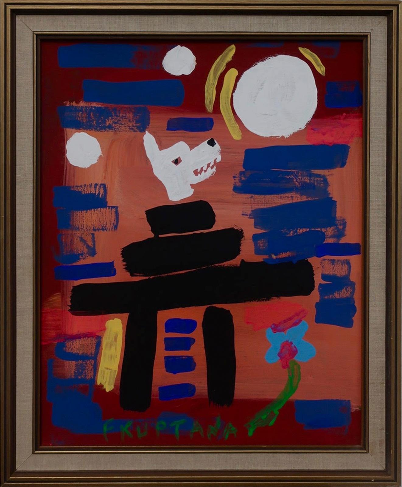 Floyd Kuptana (1964-2021) - Untitled (Wolf Head/Inukshuk/Moonlight)