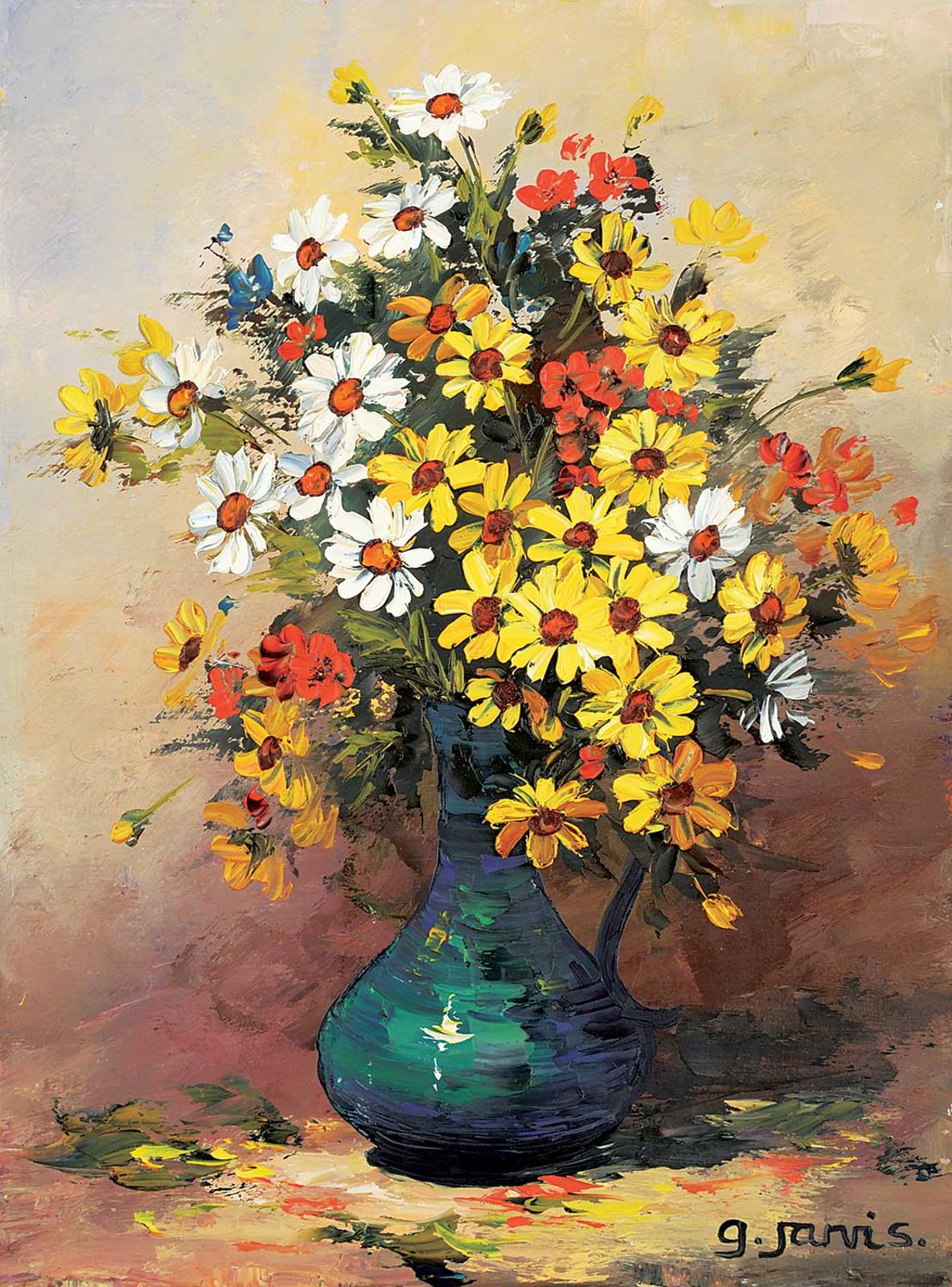 Georgia Jarvis (1944-1990) - Untitled - Flowers in a Green Vase