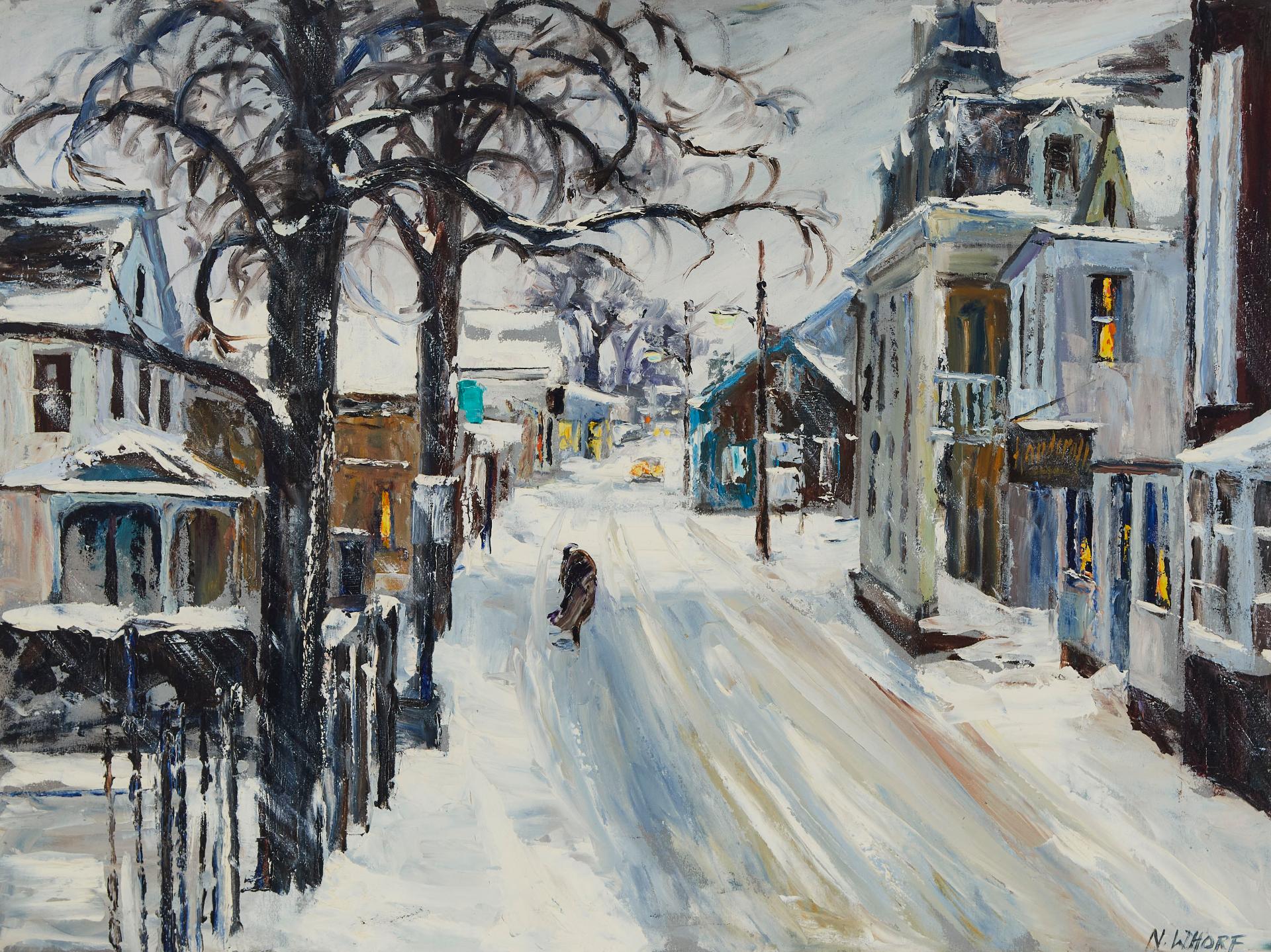 Nancy Whorf (1930-2009) - Walking To Adams Drug Store, 1990