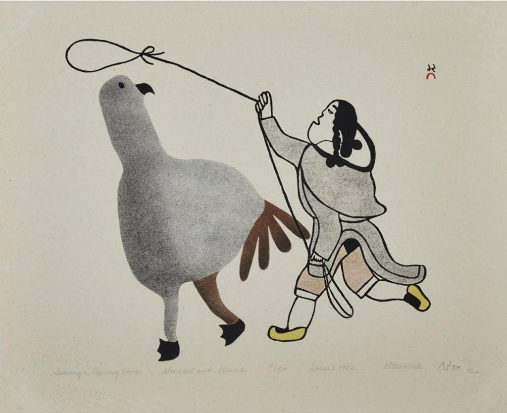 Pitseolak Ashoona (1904-1983) - Snaring A Spring Goose