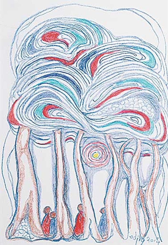 Daphne Odjig (1919-2016) - Untitled - Forest Walk at Night