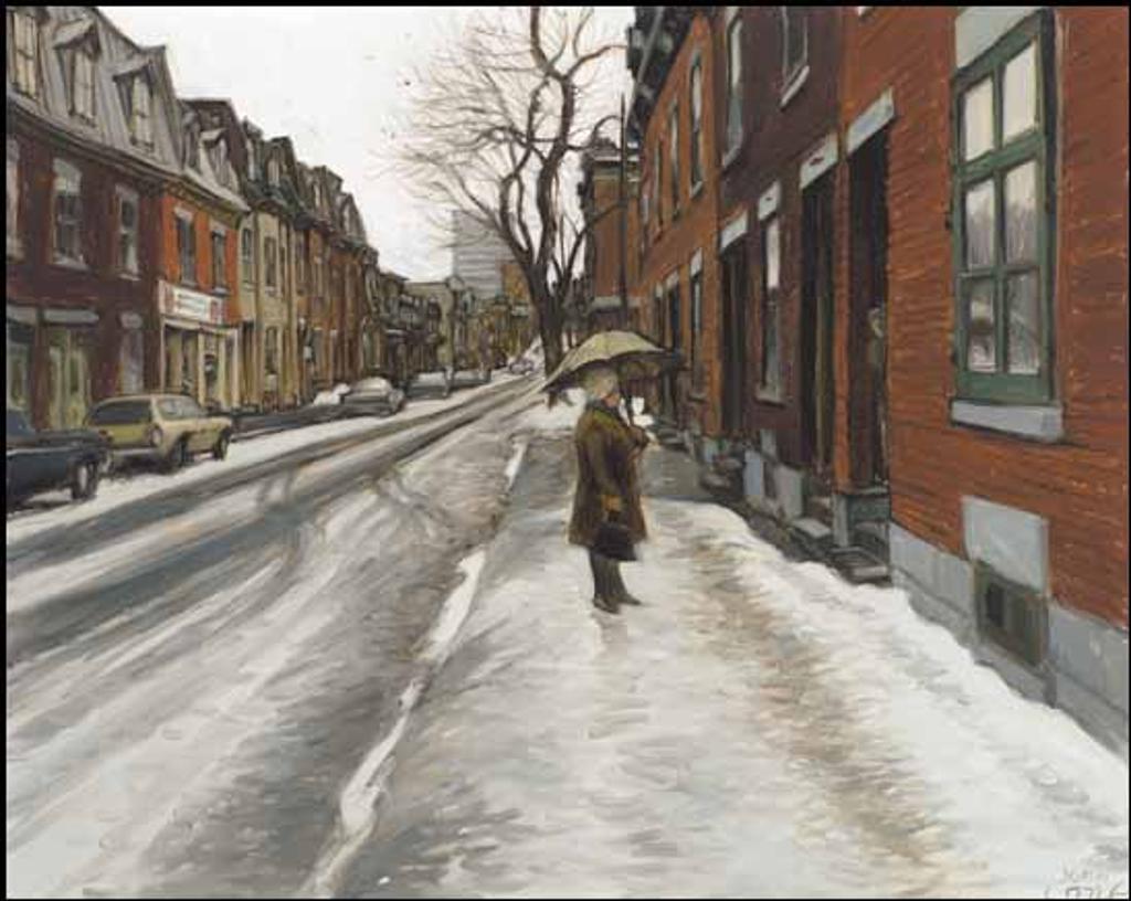 John Geoffrey Caruthers Little (1928-2024) - Rue St-Christophe, une Journée Humide de Mars, Montreal
