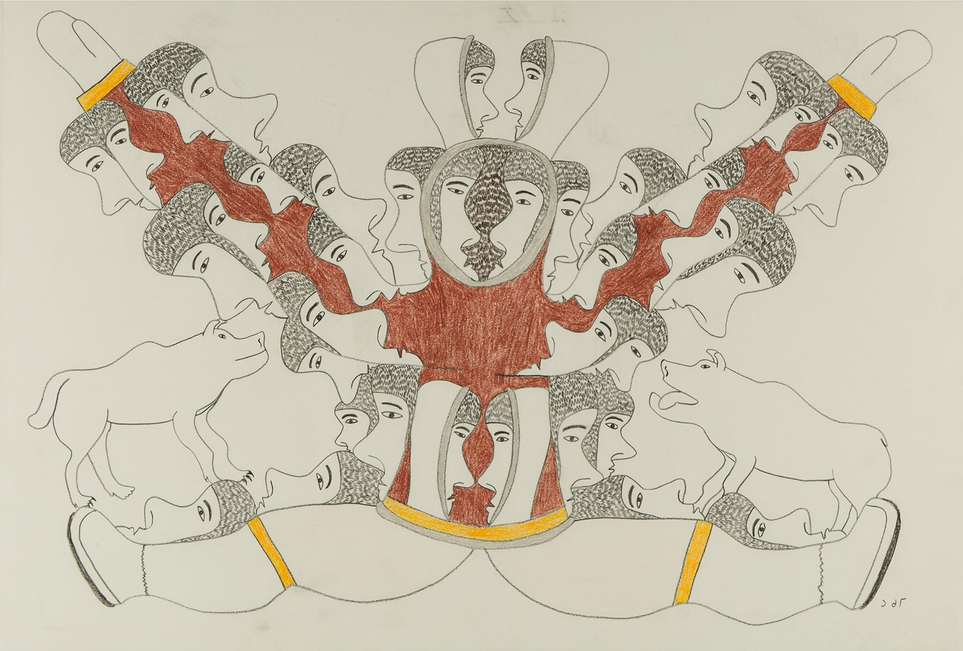 Simon Tookoome (1934-2010) - Untitled (Figure With Many Faces)
