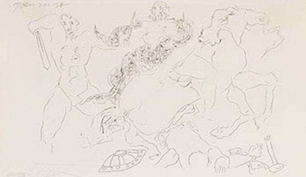 Harold Barling Town (1924-1990) - Warrior Being Pulled From Horse
