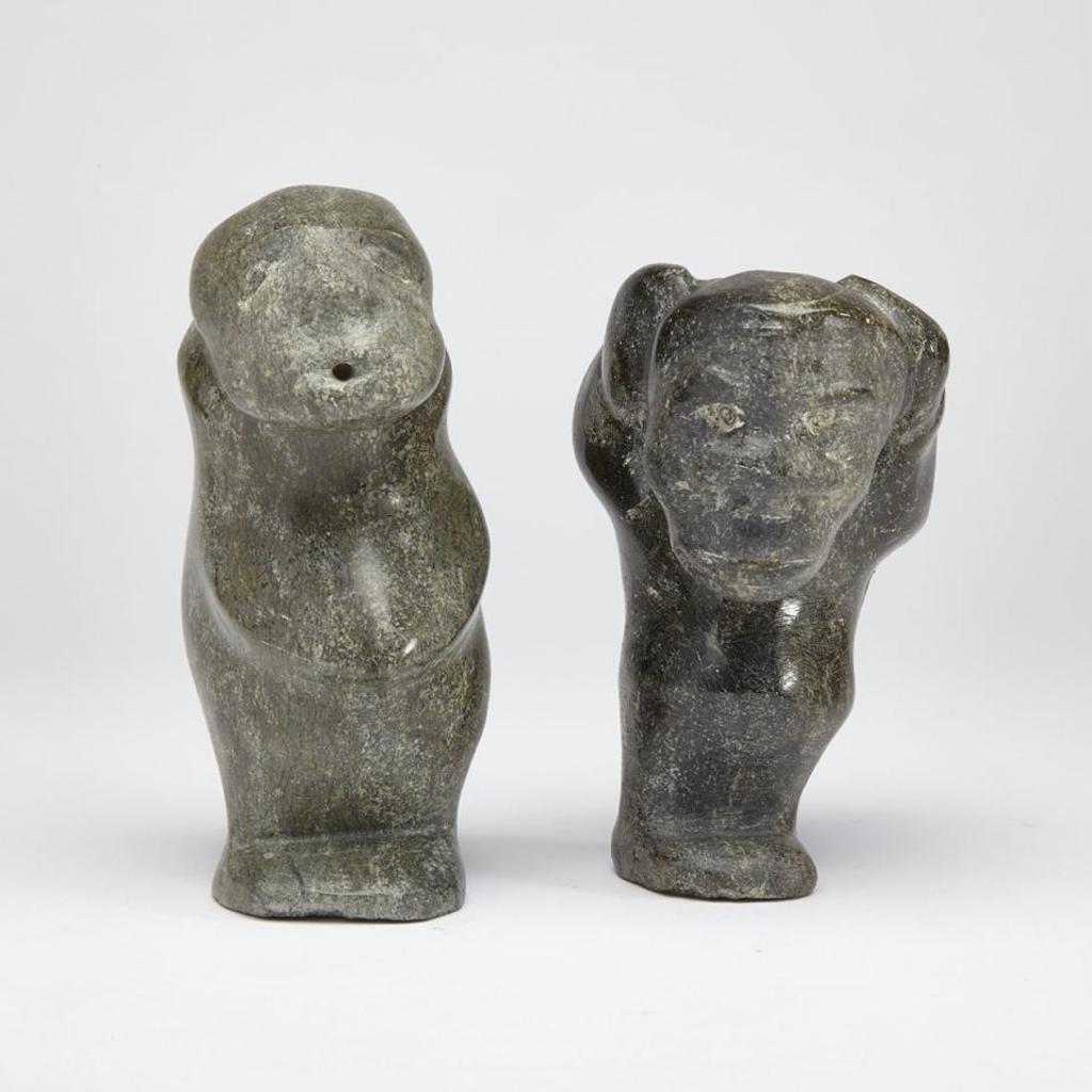 Marie Aupillardjuk (1952) - Hunched Figure; Man With Seal