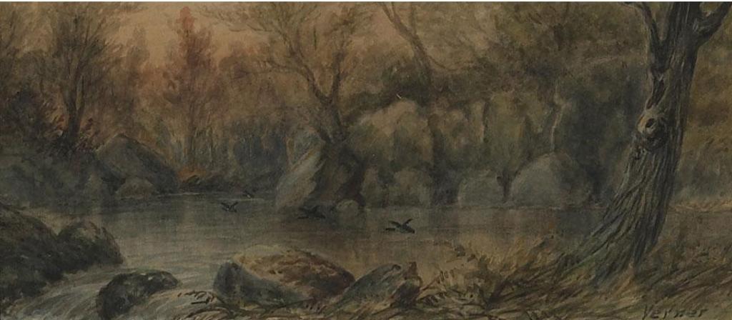 Frederick Arthur Verner (1836-1928) - Birds In Flight Over A Forest Pool