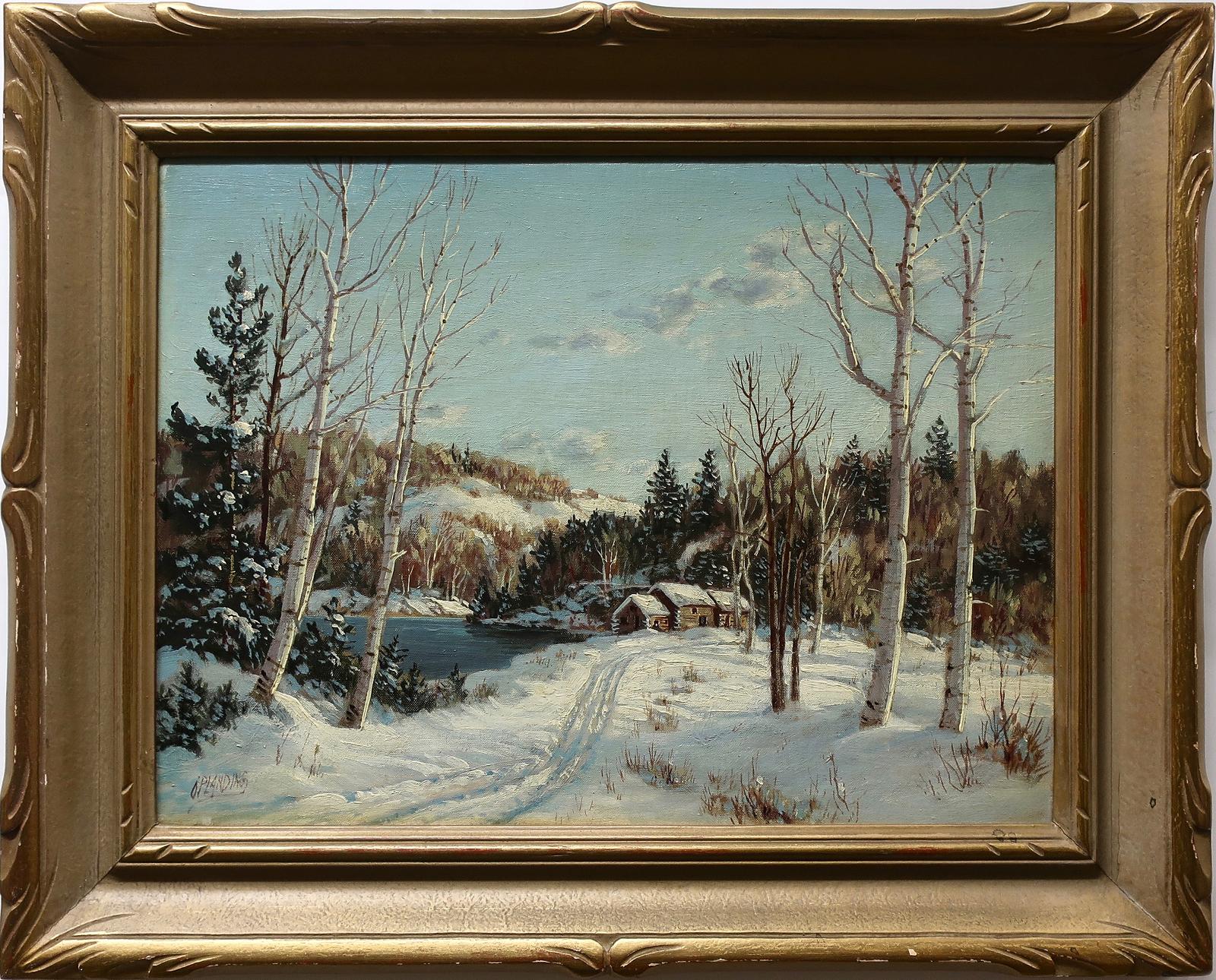 Otto Planding (1887-1964) - Winter Scene With Cabins