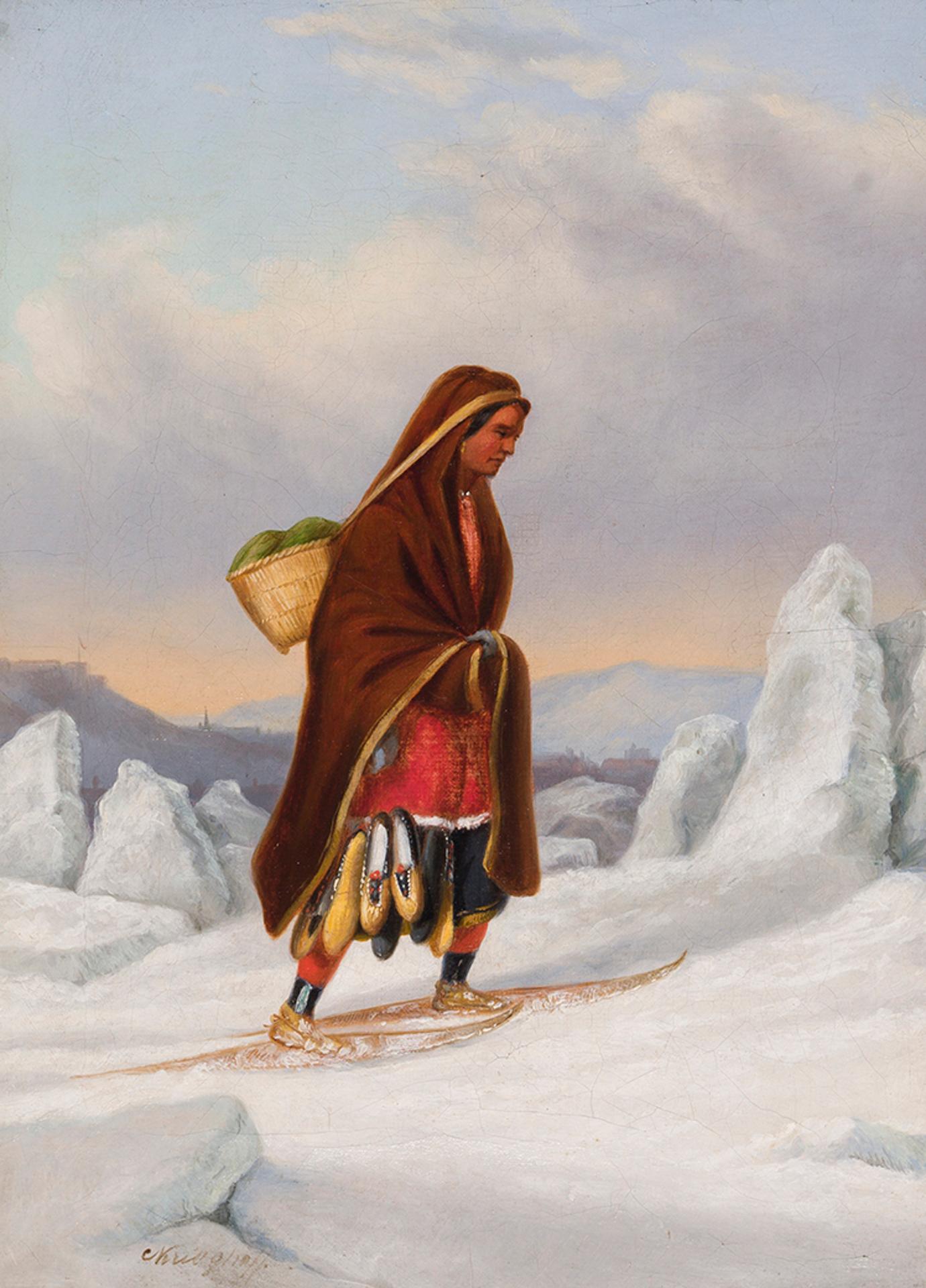 Cornelius David Krieghoff (1815-1872) - The Huron Moccasin Seller