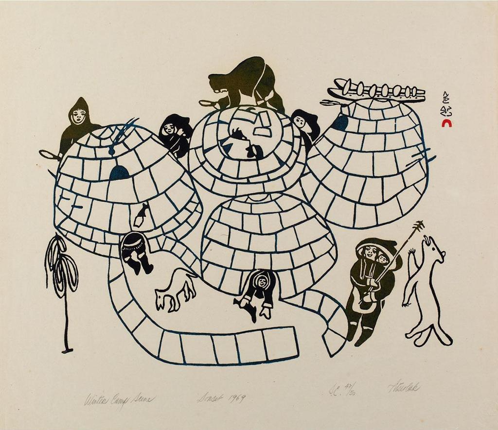 Pitseolak Ashoona (1904-1983) - Winter Camp Scene