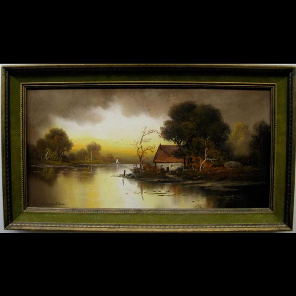 Robert Winthrop Chandler (1959) - Riverside Cottage At Sunset