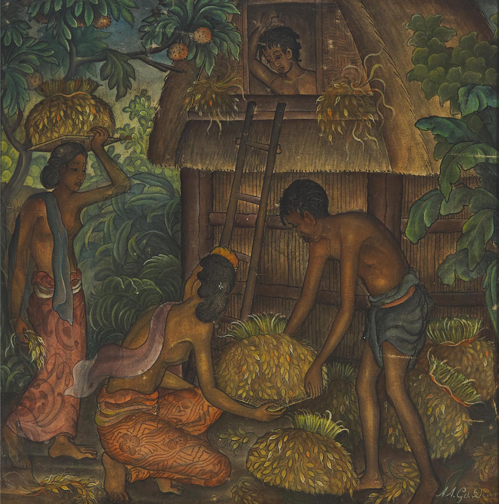 Anak Agung Gede Diana - Family Outside Their Tropical Hut