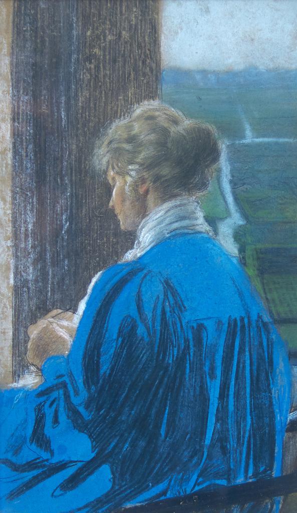 Andreas Christian Gottfried (André) Lapine (1866-1952) - Woman Knitting