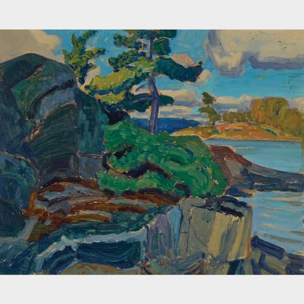 James Edward Hervey (J.E.H.) MacDonald (1873-1932) - Rocky Shore, Sturgeon Bay (Near Pointe-Au-Baril, Georgian Bay), Sept. 1931