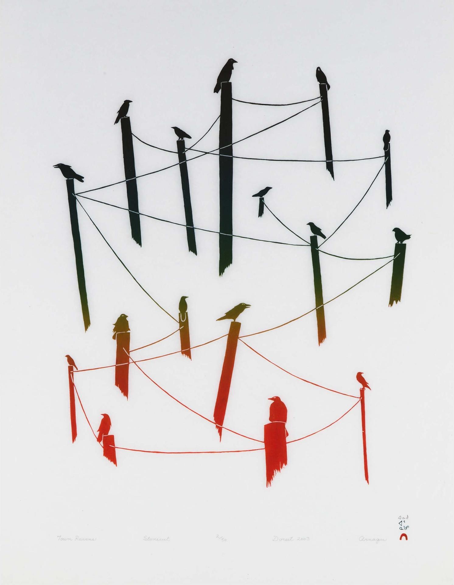Arnaqu Ashevak (1956-2009) - Town Ravens, 2003