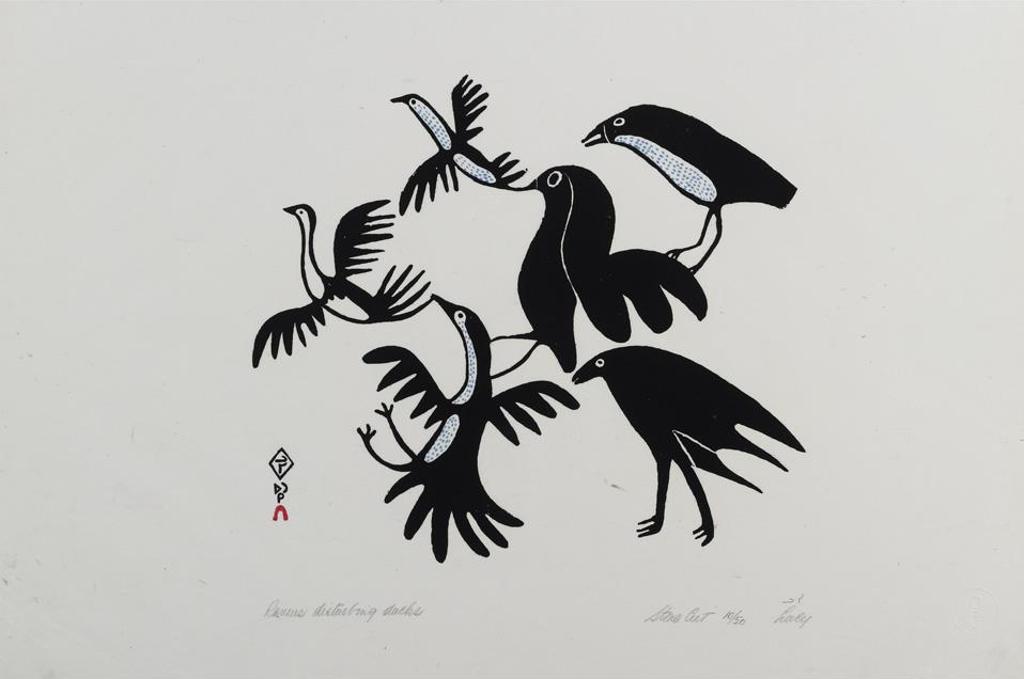Lucy Qinnuayuak (1915-1982) - Ravens Disturbing Ducks