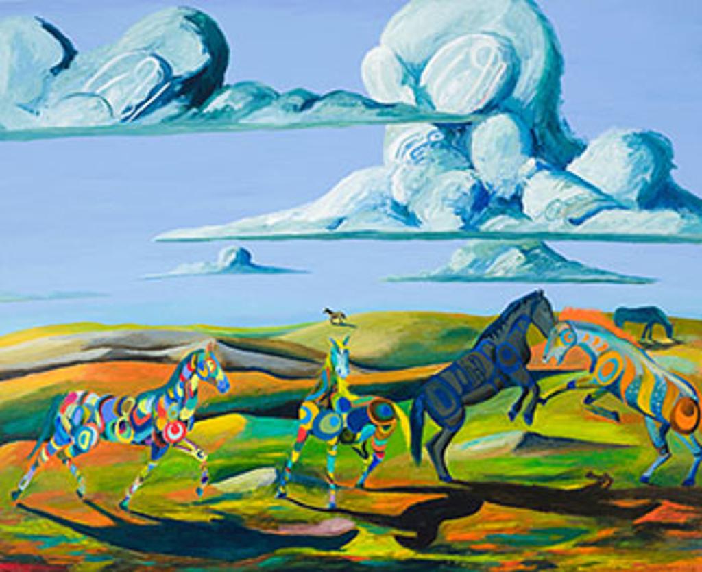 Lawrence Paul Yuxweluptun (1957) - Wild Horses Out on the Range
