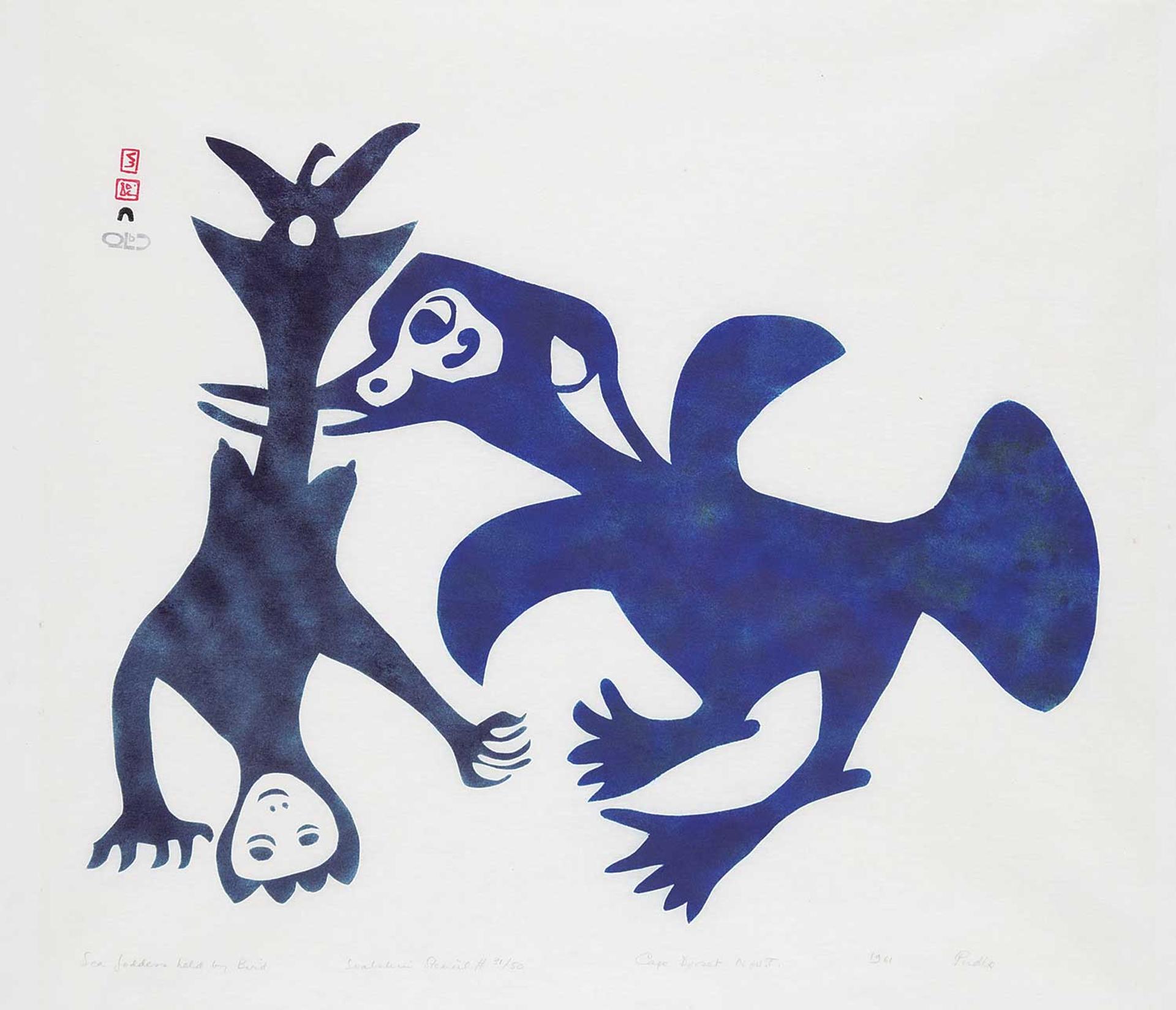Pudlo Pudlat (1916-1992) - Sea Goddess Held by Bird #31/50