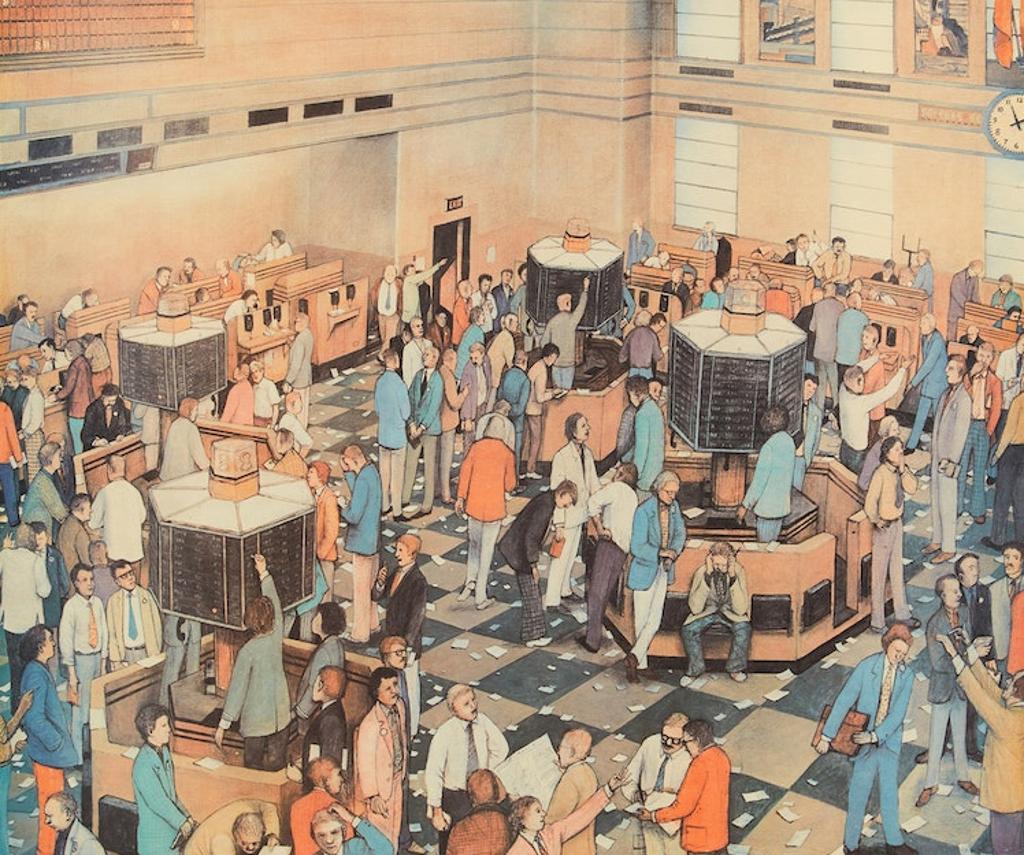 William Kurelek (1927-1977) - Light Trading Day, Toronto Stock Exchange
